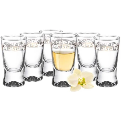 Afbeelding van Glasmark Shotglaasjes 6x gold collection 25 ml glas borrelglazen Shotglazen