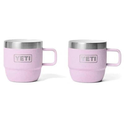 Afbeelding van YETI Rambler Espresso Mug, Vacuum Insulated Stainless Steel Stackable Cherry Blossom, 2 Pack 6 oz (177 ml)