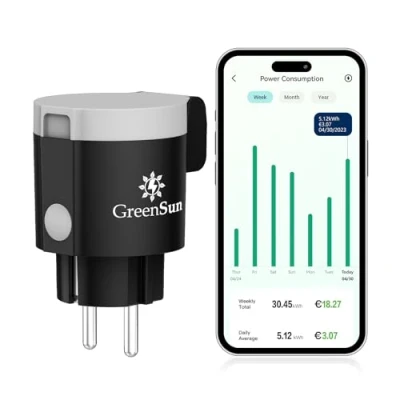 Afbeelding van GreenSun wifi stopcontact, outdoor, timer, buiten, stroommeter voor stroommeter, smart stopcontact met stroommeting