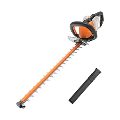 Afbeelding van Worx WG284E.9, Elektrische Dubbele Snijmessen Voor Gelijkmatige Sneden, 40 V, 2 x 20 Inclusief Beschermkoker, Heggenschaar Zonder Accu En Laadstation, Zwart/Zilver/Oranje