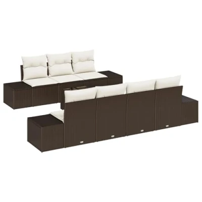 Afbeelding van vidaXL 8 delige Tuin Sofa Set met Kussens Bruin Poly Rattan