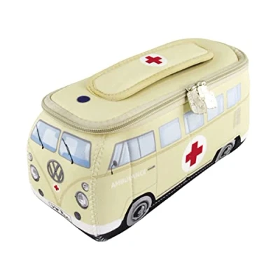 Afbeelding van BRISA VW Collectie Volkswagen Neopreen Universele Make up Cosmetische Cultuur Reizen Apotheek Zakje T1 Bulli Bus (Ambulance/Beige/Kleine)