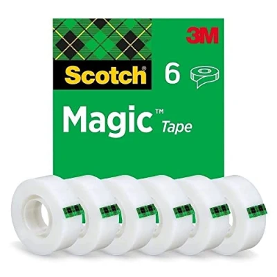 Afbeelding van Scotch Magic Tape, 6 rollen, 19 mm x 33 m, universeel plakband voor documentenreparatie, etikettering en afdichting