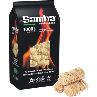 Afbeelding van Samba Aanmaakhoutwol, Aanmaakkrullen, Wokkels 1 Kilo Voordeelverpakking