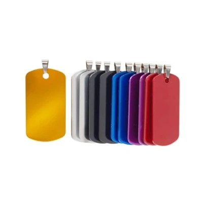 Afbeelding van Rechthoek aluminium lege hondentags, doe het zelf gegraveerde kat hond ID tags, gepersonaliseerde huisdierenidentiteit naamlabels, maat 46 mm x 25 mm, mix kleuren 12 stuks