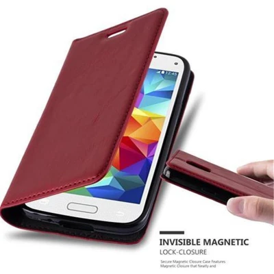 Afbeelding van Cadorabo Hoesje geschikt voor Samsung Galaxy S5 MINI / DUOS in APPEL ROOD Beschermhoes Case magnetische