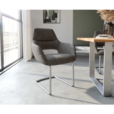 Afbeelding van sledemodel Yago Flex met armleuning rond roestvrij staal antraciet vintage