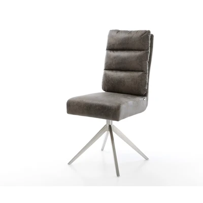 Afbeelding van DELIFE Draaistoel Pela Flex microvelours grijs antiek kruisframe breed roestvrij staal 360 draaibaar rocker functie pocketveer kern