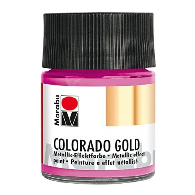 Afbeelding van Marabu 12640005733 metallic effectverf, Colorado Gold roze, 50 ml, op waterbasis, lichtecht, weerbestendig, sneldrogend, voor kwasten en stippen absorberende ondergronden