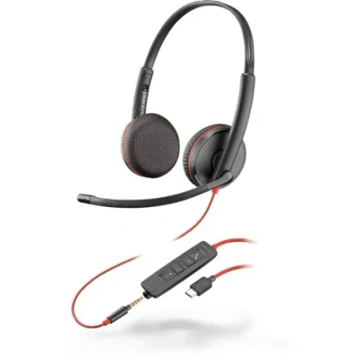 Afbeelding van Poly Blackwire 3225, Cuffia, Padiglione auricolare, Ufficio/Call centre, Nero, Stereofonico, Unità d (Bedraad, USB C), Kantoorheadset, Zwart