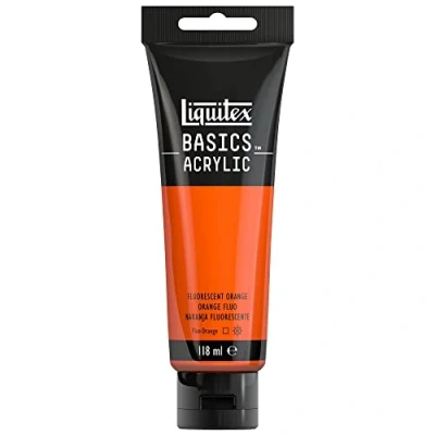 Afbeelding van Liquitex Basics 8870070 Monopigmenteerde acrylverf, kunstenaarspigmenten, lichtecht, gemiddelde viscositeit, achivkwaliteit, zijdeglanzende afwerking, 118ml Fluorescent Orange