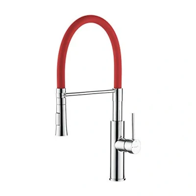 Afbeelding van Ibergrif M22115 1 Keukenkraan, 360 Draaibare Met Handdouche en Flexibele Uitloop, Chroom, Rood
