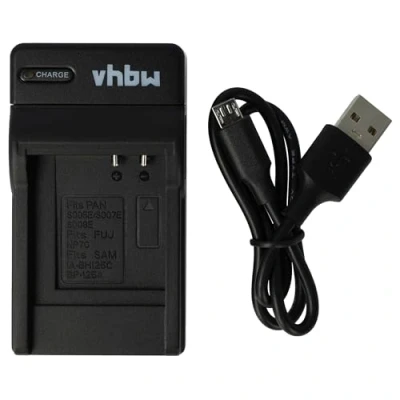 Afbeelding van vhbw USB oplader compatibel met Panasonic Lumix DMC FX55, FX8, FX9, LX1, LX2, LX3 camera camcorder/accu laadstation, laadindicator
