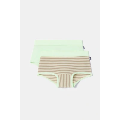 Afbeelding van Woody 2 boxers meisjes groen streep 252 10 SHD Z/025 maat 152