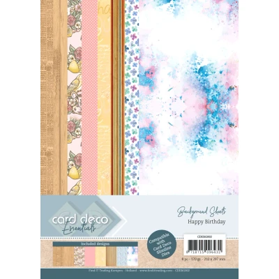 Afbeelding van Happy Birthday Background Sheets Card Deco Essentials