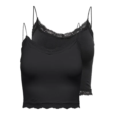 Afbeelding van ONLY Onlvicky CROP 2 PACK Hemd black, Dames, Maat: XS/S, Black