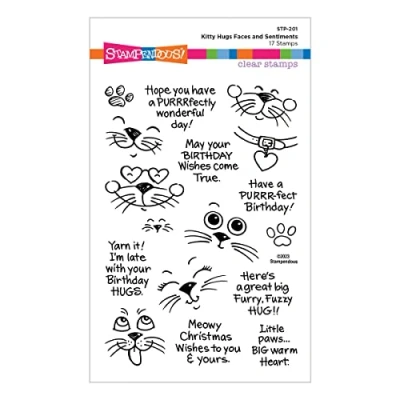 Afbeelding van Stampendous Kitty Hugs Faces and Sentiments Clear Stamps (STP 201) (DISCONTINUED)