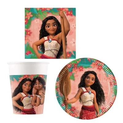 Afbeelding van Procos Partyset Moana meerdelige set voor kinderverjaardag of themafeest, tafeldecoratie