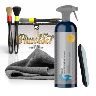 Afbeelding van Koch Chemie Multi Interior Cleaner Autoreinigingsset voor binnen, 750 ml, interieurreiniger + 3 x detailborstel microvezeldoek microvezelpad, efficiënte reiniging van bekleding, textiel, kunststof