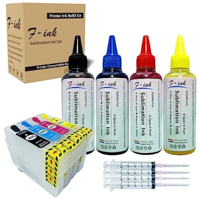 Afbeelding van 400 ml sublimatie inkt set compatibel met 16 of 16XL inktpatronen, warmteoverdracht voor mokken / platen polyester shirts telefoonhoesjes etc...