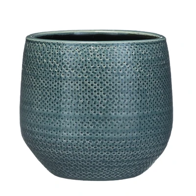 Afbeelding van Mica Decorations gabriel ronde bloempot blauw maat in cm: 19 x 21