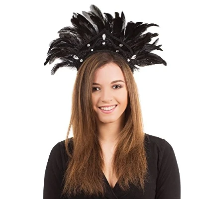 Afbeelding van Bristol Novelty BA438 Zwart 1 st. Carnaval hoofdtooi veer voor carnaval, dames, eenheidsmaat