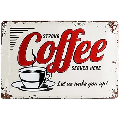 Afbeelding van Nostalgic Art Retro Tin Sign Strong Coffee Served Here Gift idea for USA &amp; Diner fans, Metal Plaque, 20 x 30 cm