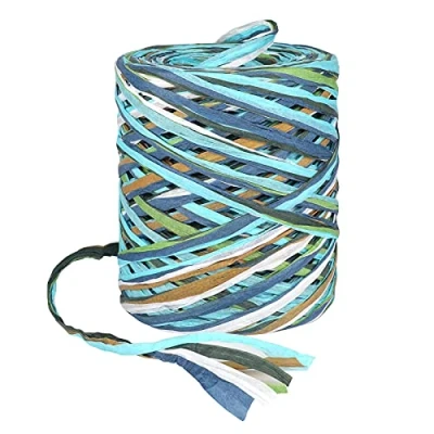 Afbeelding van G2PLUS 6 Lagen Gekleurd Raffia Papier Lint, 80M Blauw Verpakkingslinten voor Crafting String Twine Gift Box Wrapping