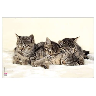 Afbeelding van VELOFLEX 4651114 Bureaulegger katten, 40 x 60 cm, antislip, afveegbaar, met transparante antireflecterende beschermfolie, bureauonderlegger, schildermat, knutselmat