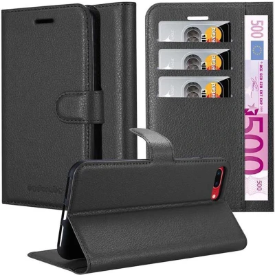 Afbeelding van Cadorabo Hoesje geschikt voor Apple iPhone 7 PLUS / 7S 8 in PHANTOM ZWART Beschermhoes met magnetische sluiting, standfunctie en kaartvakje Book Case Cover Etui