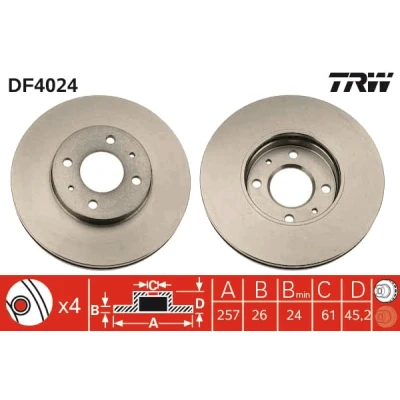 Afbeelding van Trw Remschijf DF4024