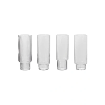 Afbeelding van Ferm Living Ripple Longdrinkglas Set van 4 helder