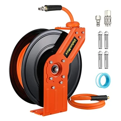 Afbeelding van ValueMax Persluchttrommel persluchtslanghaspel metaal, slang 15 m + 1 m, 1/4 inch aansluiting, automatische slanghaspel intrekbare luchtslanghaspel max. 300 psi/20 bar