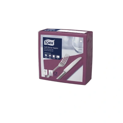 Afbeelding van Tork Soft Dinnerservet 39x39cm 3 laags 1/4 vouw Paars 477775