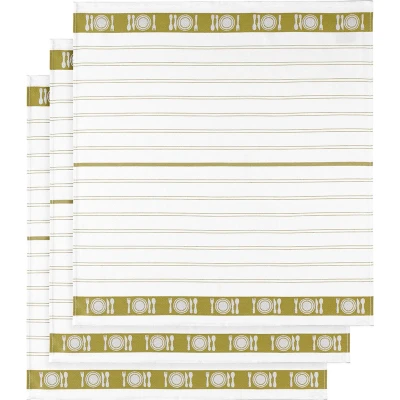 Afbeelding van Theedoeken De Witte Lietaer BML White Yellowgreen (3 stuks)