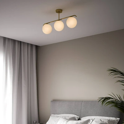 Afbeelding van Nordlux Hanglamp Grant Met de mond geblazen glas, messing stijl