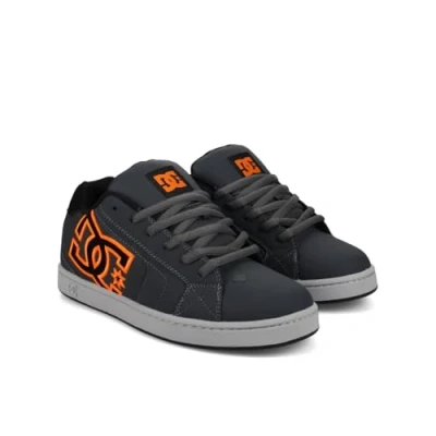 Afbeelding van DC Shoes Net leren herenschoenen, Veelkleurig (Grijs Zwart Oranje), 40 EU