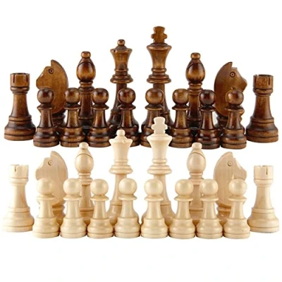 Afbeelding van 32 STKS Houten Internationale Schaakstukken met Geen Bord, Draagbare Toernooi Staunton Entertainment Board Game Set