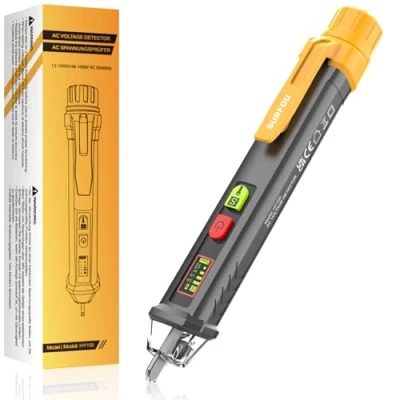 Afbeelding van SURFOU Spanningstester Pen, Niet Contact Spanningsdetector met NCV, Dubbele Bereik AC 12V/48V 1000V, LED licht, Geluidsalarm, Draadonderbrekingszoeker en Detectie van Fase/Nuldraad