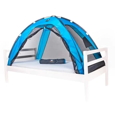 Afbeelding van Deryan Bedtent klamboe tweepersoonsbed muggentent tentbed insectenbescherming bed compact en licht 200 x 90 110 cm muggennet &amp; reis met draagtas blauw