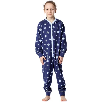 Afbeelding van Merry Style Kinder Pyjama ronde hals lange mouwen broek met zakken Katoen MS MS10 223 PJ Marineblau Sterne 110 116