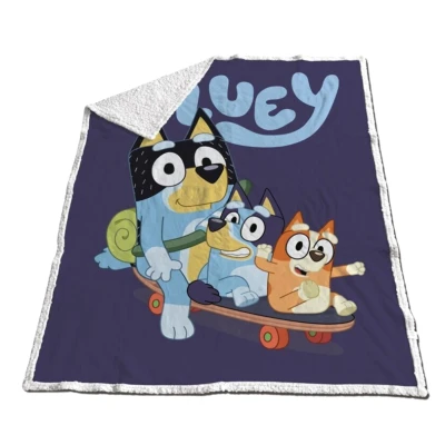 Afbeelding van Bluey Deken Skateboard Sherpa Fleecedeken 120x150cm