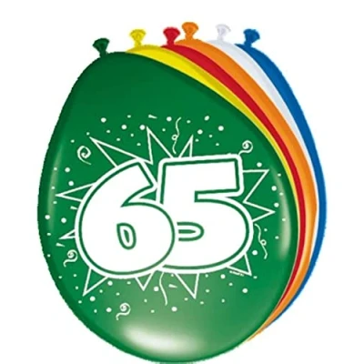 Afbeelding van Ballon 65 jaar 8 stuks