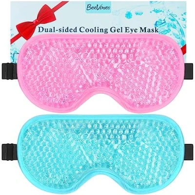 Afbeelding van BeeVines Gel Oogmasker, 2 Pak Verkoelende Ijsslaapmaskers voor Wallen in de Ogen Mannen &amp; Vrouwen, Koud Warm Slaapcompress Postoperatie, Wallen, Allergieën (01 Blauw Roze)