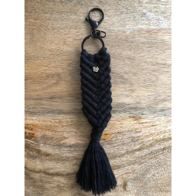 Afbeelding van sleutelhanger, macrame geknoopte sleutelhanger 058 zwart