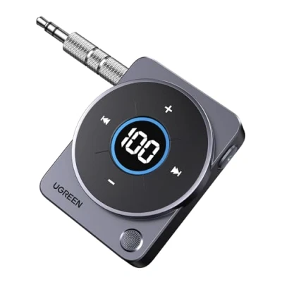 Afbeelding van UGREEN Aux Bluetooth 5.4 Adapter voor Auto Jack 3.5mm, Ontvanger Luidspreker, met 20 uur speeltijd autoradio/stereo installatie