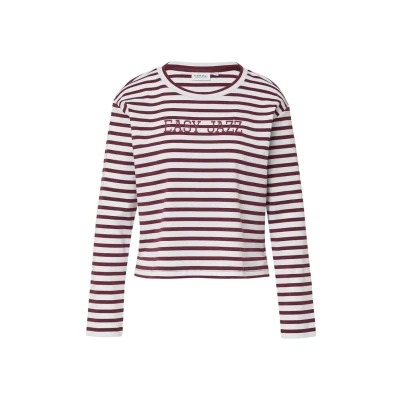 Afbeelding van comma casual identity Sweatshirt bordeaux / natuurwit