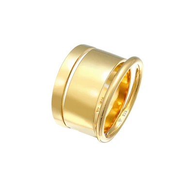 Afbeelding van Elli 3 PACK Statement Ring goldcoloured, Dames, Maat: 54, Gold coloured