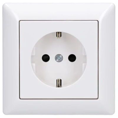 Afbeelding van Jung SCHUKO Set Alpine White Serie A AS581WW frame 1 voudig + A1520KIWW SCHUKO® stopcontact met aanraakbeveiliging