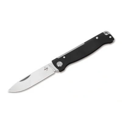 Afbeelding van BÖKER PLUS® Atlas Black Zakmes, 2 hands volledig metalen klapmes met scherp 12C27 Sandvik lemmet, EDC Folder mes handgreep van roestvrij staal, zwart, 42a conform Slipjoint vouwmes